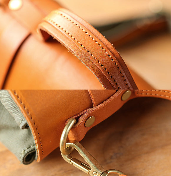 Vintage Canvas and Leather Messenger Bag for Women Retro Satchel Crossbody Quality