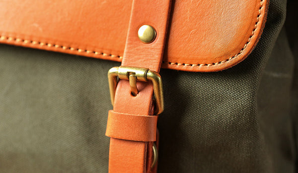 Vintage Canvas and Leather Messenger Bag for Women Retro Satchel Crossbody Small