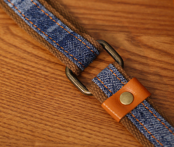 Vintage Denim Crossbody Bag for Women Box Shape Canvas Shoulder Bag with Leather Trim Quality