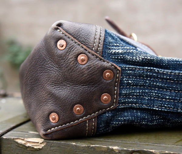 Vintage Denim and Leather Tote Crossbody Bag Washed Canvas Patchwork Small Handbag for Women Quality