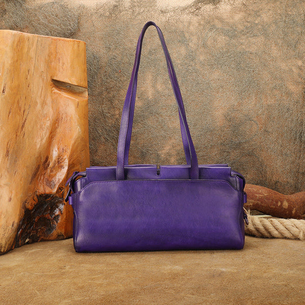 Vintage East West Leather Shoulder Bag for Women Genuine Cowhide Everyday Handbag Beautiful
