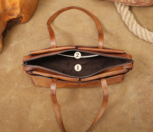 Vintage East West Leather Shoulder Bag for Women Genuine Cowhide Everyday Handbag Capacity