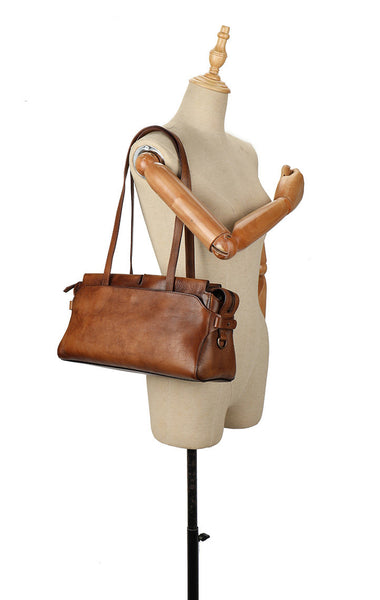 Vintage East West Leather Shoulder Bag for Women Genuine Cowhide Everyday Handbag Designer