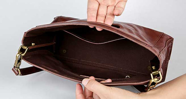 Vintage Full-Grain Leather Shoulder Bag Underarm Bag for Women Clutch Crossbody Handba Capacity