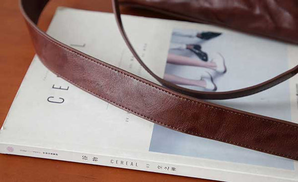 Vintage Full-Grain Leather Shoulder Bag Underarm Bag for Women Clutch Crossbody Handba Original