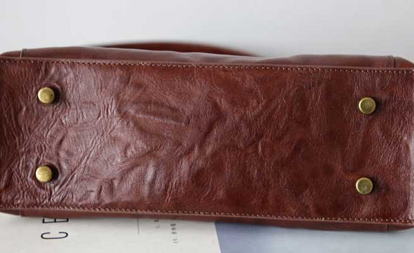 Vintage Full-Grain Leather Shoulder Bag Underarm Bag for Women Clutch Crossbody Handba Small