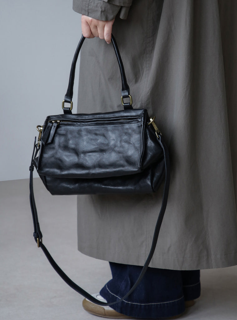 Vintage Full Grain Leather Top Handle Crossbody Bag for Women Cowhide