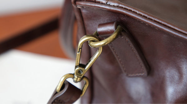 Vintage Full Grain Leather Top Handle Crossbody Bag for Women Durable