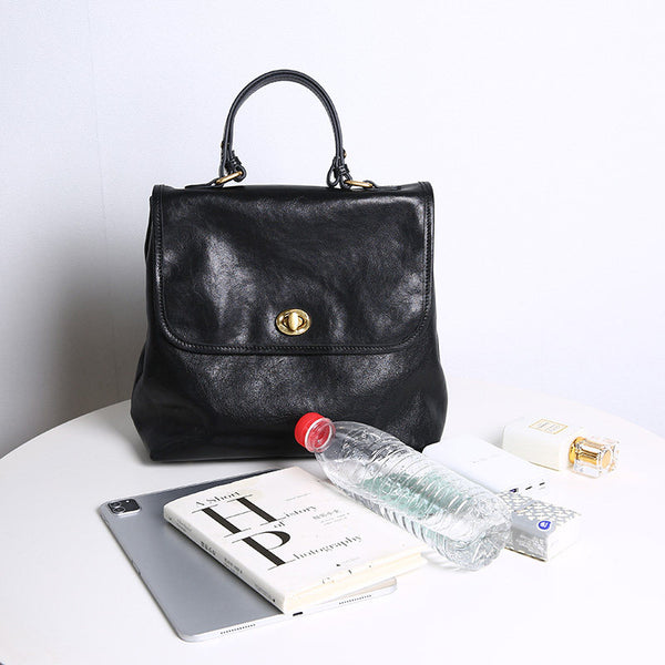 Vintage Genuine Leather Backpack Purse for Women Small Top Grain Cowhide Backpack Bag Beautiful
