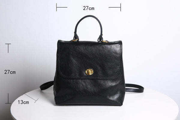 Vintage Genuine Leather Backpack Purse for Women Small Top Grain Cowhide Backpack Bag Best