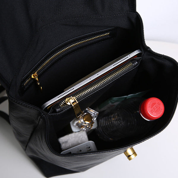 Vintage Genuine Leather Backpack Purse for Women Small Top Grain Cowhide Backpack Bag Capacity