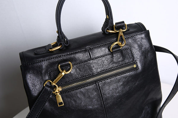 Vintage Genuine Leather Backpack Purse for Women Small Top Grain Cowhide Backpack Bag Details