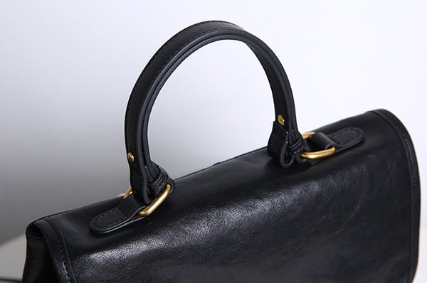 Vintage Genuine Leather Backpack Purse for Women Small Top Grain Cowhide Backpack Bag Elegant
