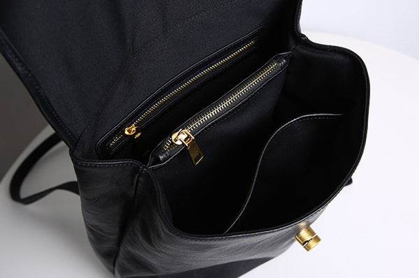 Vintage Genuine Leather Backpack Purse for Women Small Top Grain Cowhide Backpack Bag Inside