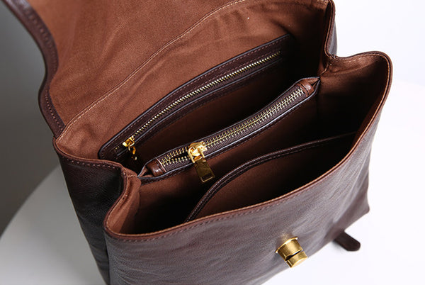 Vintage Genuine Leather Backpack Purse for Women Small Top Grain Cowhide Backpack Bag Quality