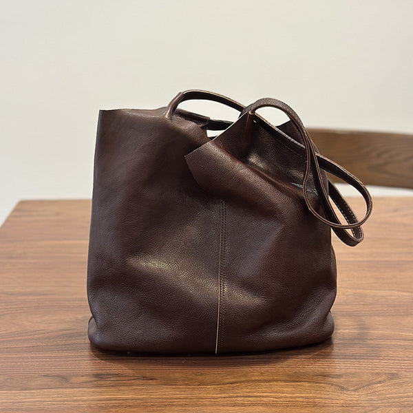 Vintage Genuine Leather Boho Tote Bag for Women Shoulder Handbag Casual