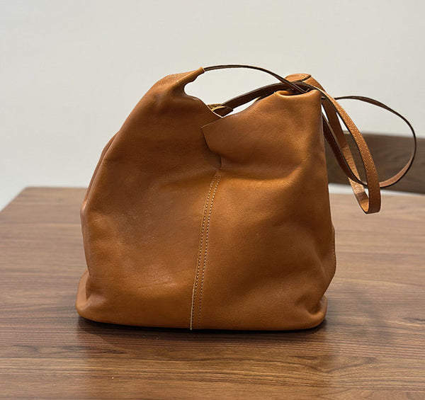 Women’s Full-Grain Leather Hobo Tote Bag Vintage Handbag for Everyday Use