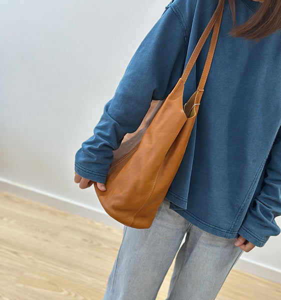 Vintage Genuine Leather Boho Tote Bag for Women Shoulder Handbag Fashionable