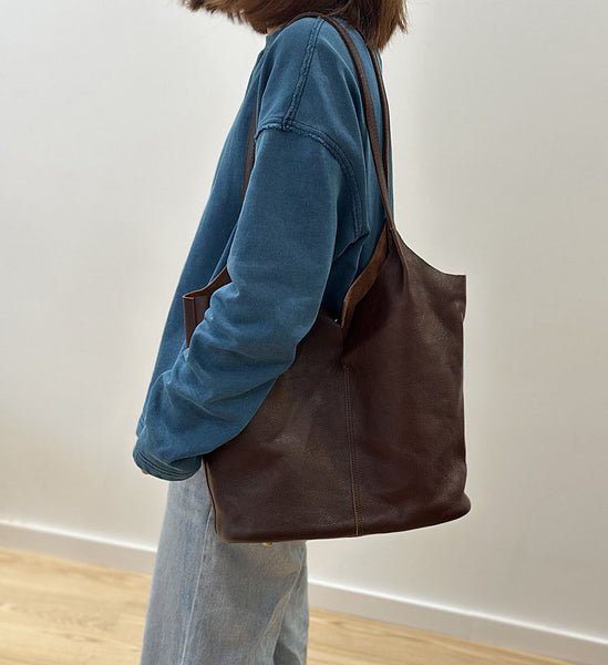 Vintage Genuine Leather Boho Tote Bag for Women Shoulder Handbag Gift