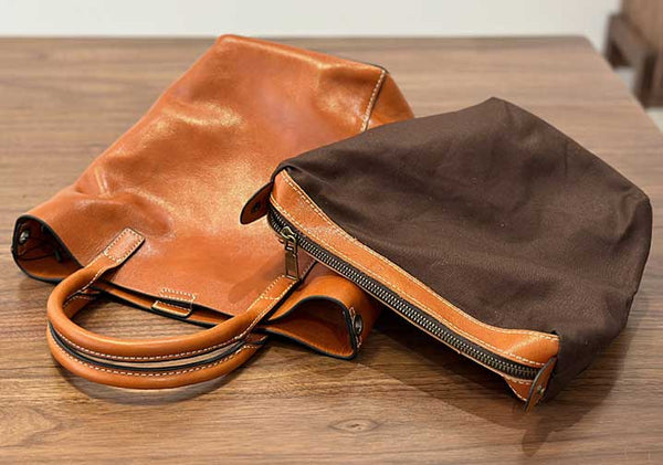 Vintage Genuine Leather Bucket Bag for Women Handheld Shoulder Crossbody Purse Functional 