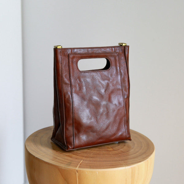 Vintage Genuine Leather Bucket Bag for Women Small Leather Crossbody Shoulder Bag Accessories