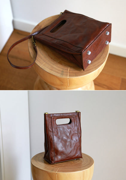 Vintage Genuine Leather Bucket Bag for Women Small Leather Crossbody Shoulder Bag Details