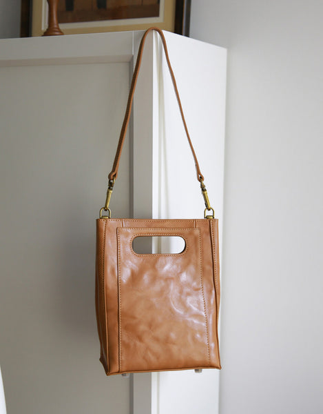 Vintage Genuine Leather Shoulder Bag for Women Small Leather Crossbody Shoulder Bag
