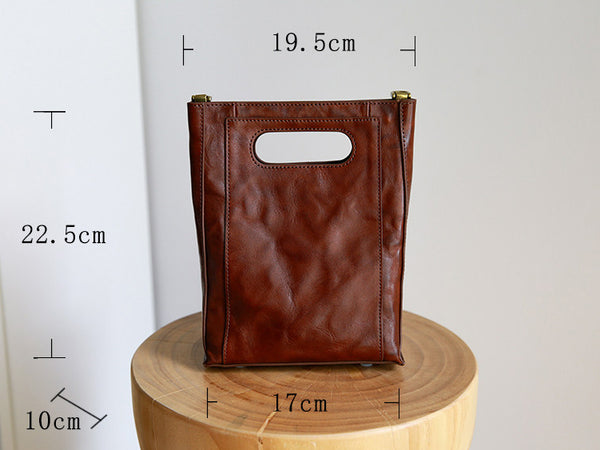Vintage Genuine Leather Bucket Bag for Women Small Leather Crossbody Shoulder Bag Genuine-Leather