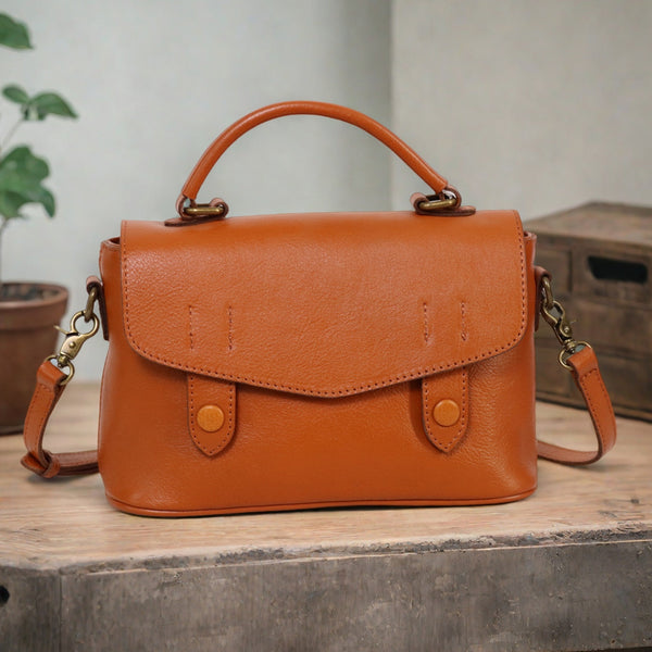 Vintage Genuine Leather Crossbody Bag for Women Classic Satchel Handbag Affordable