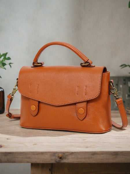 Vintage Genuine Leather Crossbody Bag for Women Classic Satchel Handbag Beautiful