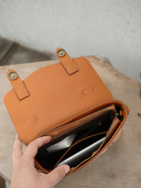 Vintage Genuine Leather Crossbody Bag for Women Classic Satchel Handbag Capacity