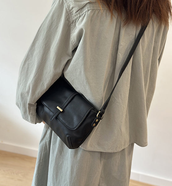 Ladies Black Leather Crossbody Bag Small Shoulder Bags For Ladies