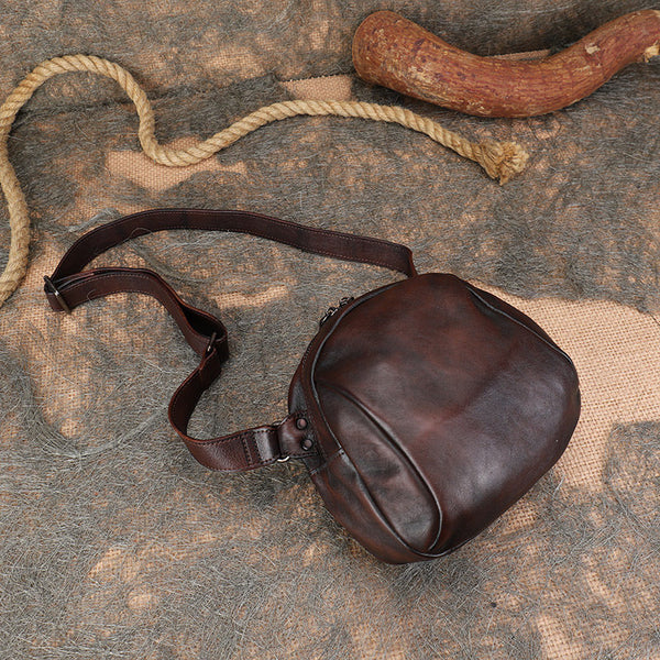 Vintage Genuine Leather Crossbody Bag for Women Small Retro Shoulder Purse Badass