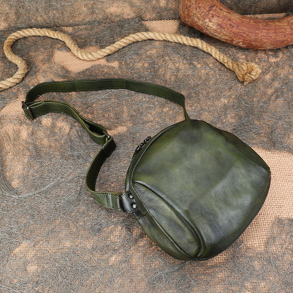 Vintage Genuine Leather Crossbody Bag for Women Small Retro Shoulder Purse Beautiful