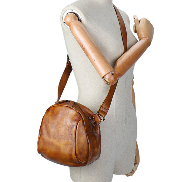 Vintage Genuine Leather Crossbody Bag for Women Small Retro Shoulder Purse Cool