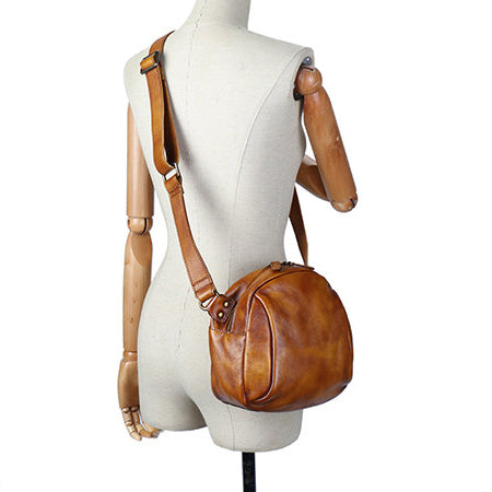 Vintage Genuine Leather Crossbody Bag for Women Small Retro Shoulder Purse Cowhide