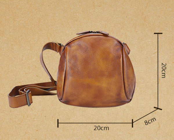 Vintage Genuine Leather Crossbody Bag for Women Small Retro Shoulder Purse Small