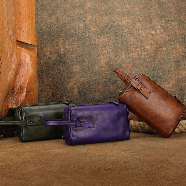 Vintage Genuine Leather Crossbody Bag for Women Small Handmade Handbag Badass