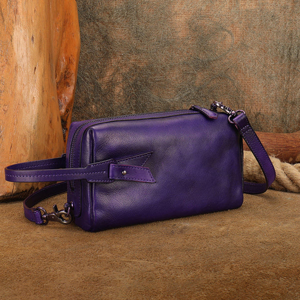 Vintage Genuine Leather Crossbody Bag for Women Small Handmade Handbag Casual
