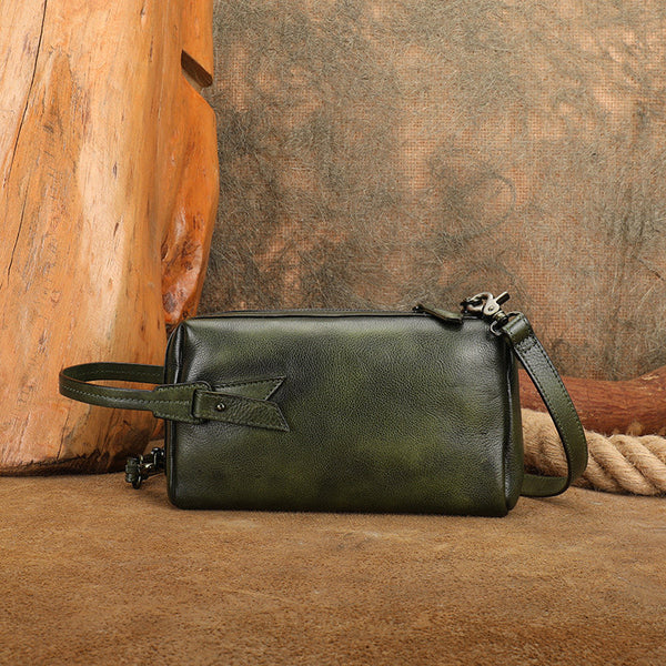 Vintage Genuine Leather Crossbody Bag for Women Small Handmade Handbag Cool