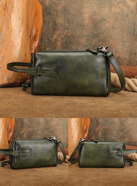 Vintage Genuine Leather Crossbody Bag for Women Small Handmade Handbag Cute