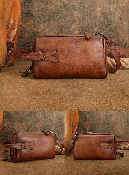 Vintage Genuine Leather Crossbody Bag for Women Small Handmade Handbag Designer