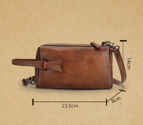 Vintage Genuine Leather Crossbody Bag for Women Small Handmade Handbag Fashion