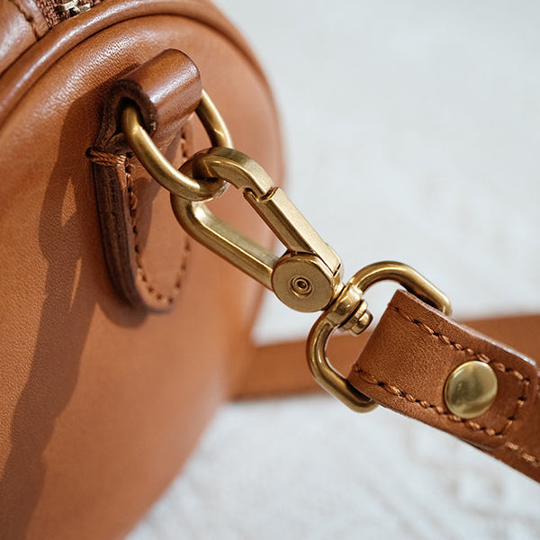 Womens Vintage Genuine Leather Cylinder Crossbody Bag Tassel Barrel Shoulder Bag Durable