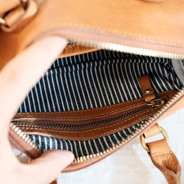 Womens Vintage Genuine Leather Cylinder Crossbody Bag Tassel Barrel Shoulder Bag Inside
