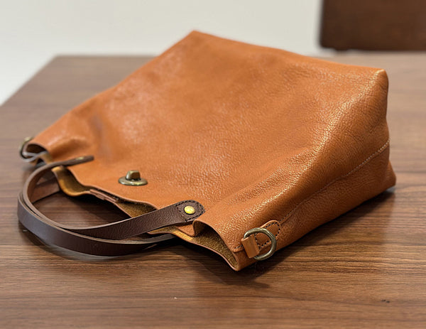 Vintage Genuine Leather Handbag for Women Real Leather Tote with Top Handle Shoulder and Crossbody Strap Vintage