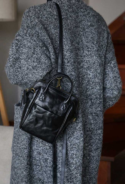 Vintage Genuine Leather Mini Convertible Backpack for Women Cute