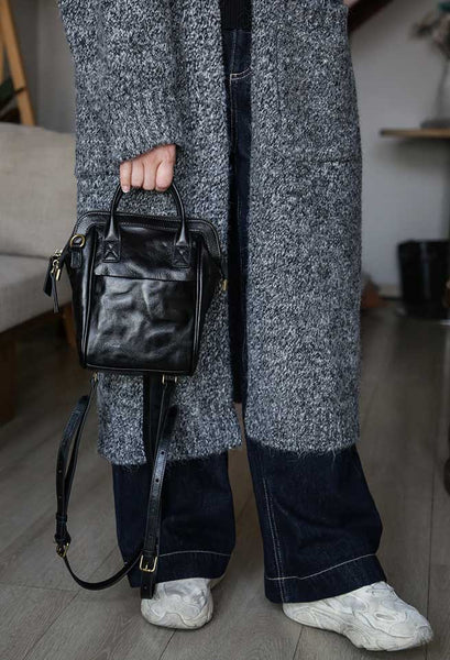 Vintage Genuine Leather Mini Convertible Backpack for Women Designer