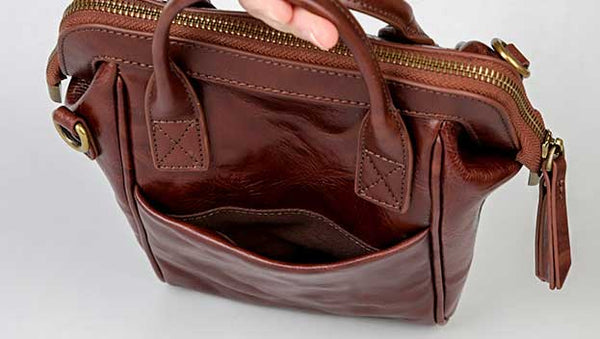 Vintage Genuine Leather Mini Convertible Backpack for Women Durable