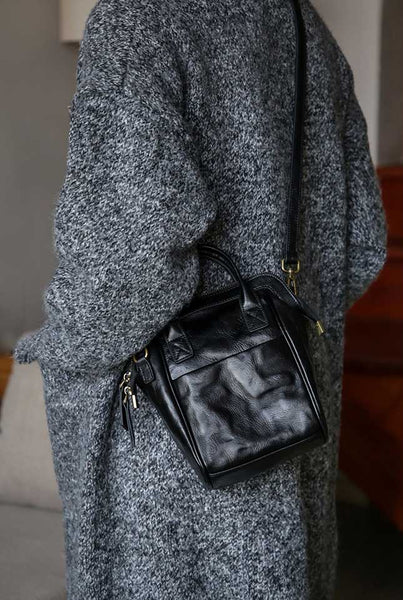 Vintage Genuine Leather Mini Convertible Backpack for Women Elegant